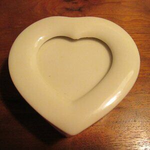 Small porcelain heart vintage trinket box with frame lid